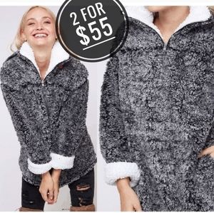 NEW SOFT FAUX FUR SHERPA SHIRT SWEATER JACKET